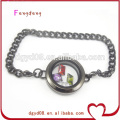 pulsera locket flotante medallón acero inoxidable cable de abrir